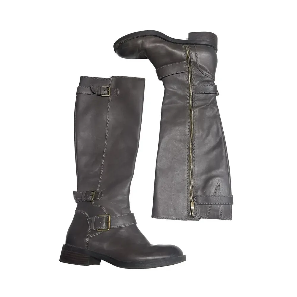 ENZO ANGIOLINI Easayin Leather Knee High Zip Riding Boots Size 7